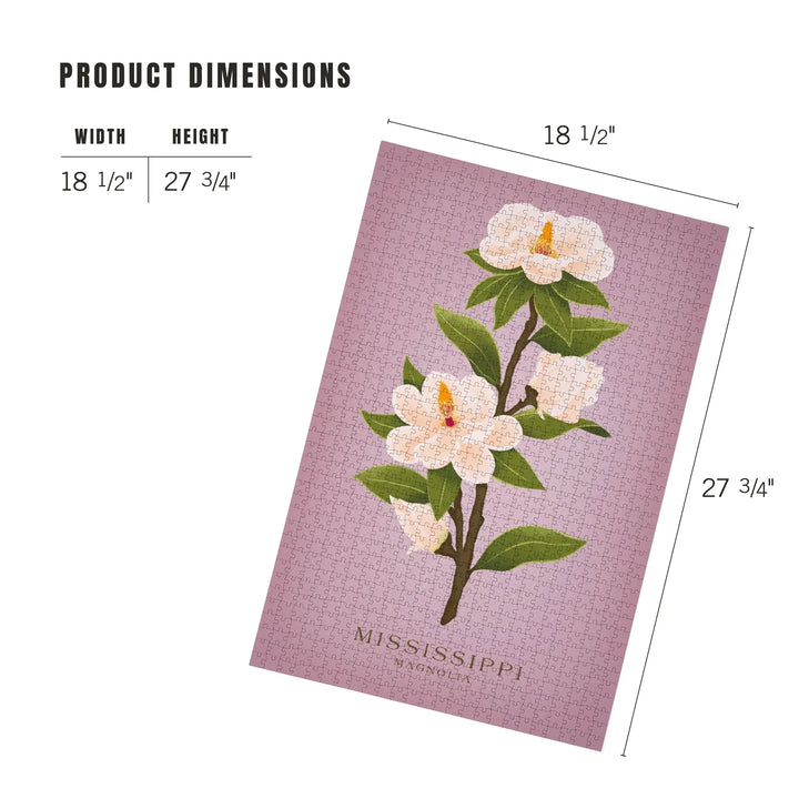 Mississippi, Vintage Flora, White Magnolia, 1000 Piece Jigsaw Puzzle