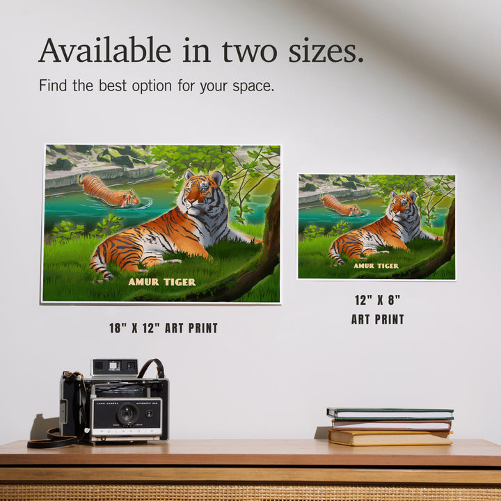 Lithograph Wildlife Amur (Siberian) Tiger, Art & Giclee Prints