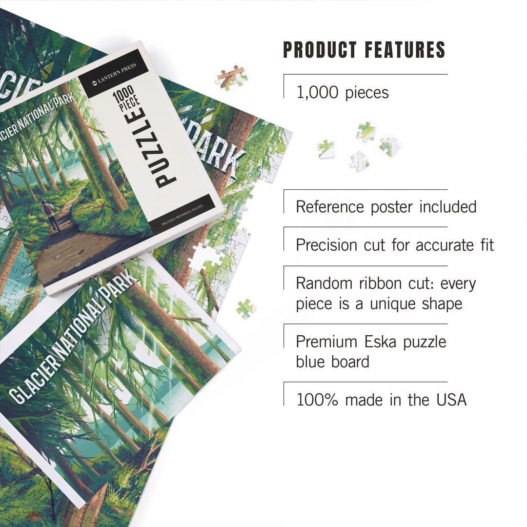 Glacier National Park, Montana, Walk in the Woods, Day Hike, 1000 Piece Jigsaw Puzzle