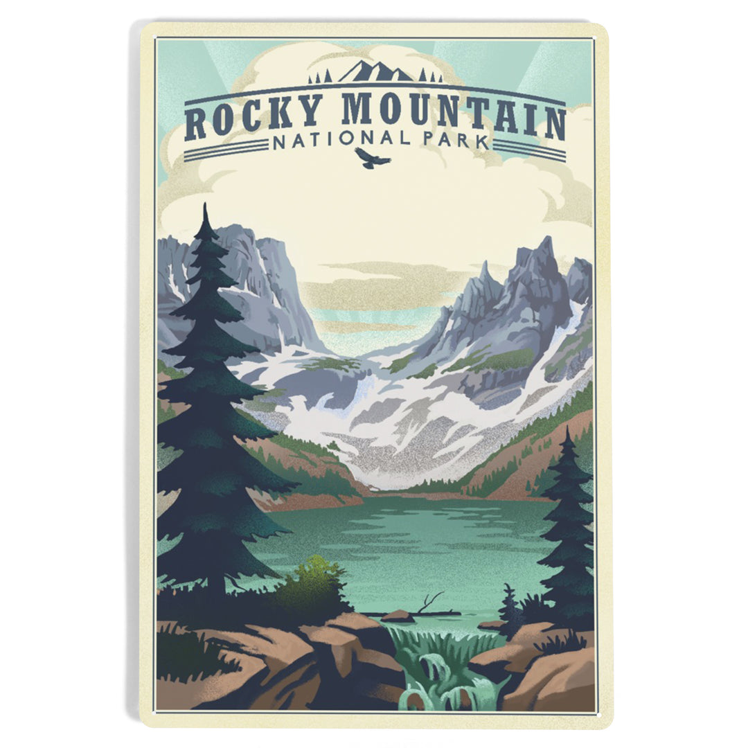Rocky Mountain National Park, Colorado, Lake, Lithograph, Metal Signs