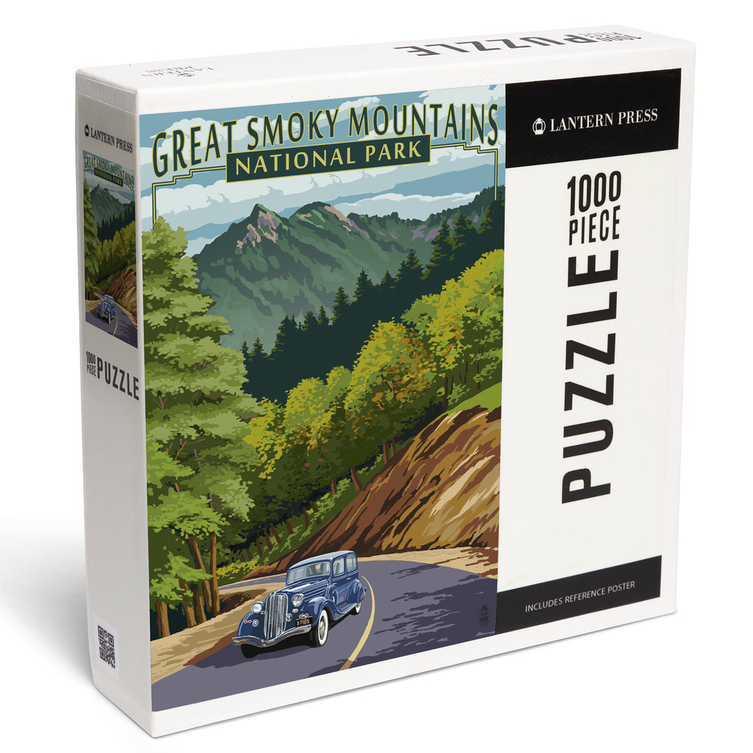 Great Smoky Mountains National Park, Tennessee, Chimney Tops and Road, Jigsaw Puzzle