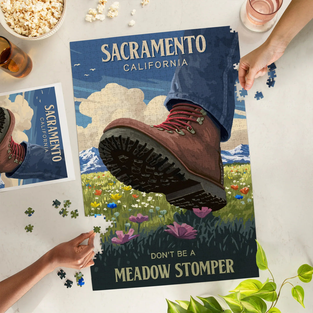 Sacramento, California, Painterly, Don't be a Meadow Stomper, 1000 Piece Jigsaw Puzzle