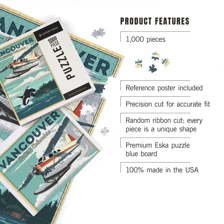 Vancouver, British Columbia, Painterly, Float Plane and Orca, Jigsaw Puzzle
