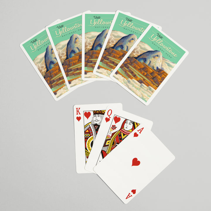 Playing Cards, Yellowstone National Park, Oil Painting, Mammoth Geyser, 52 Card Deck with Jokers in Box, Unique Art