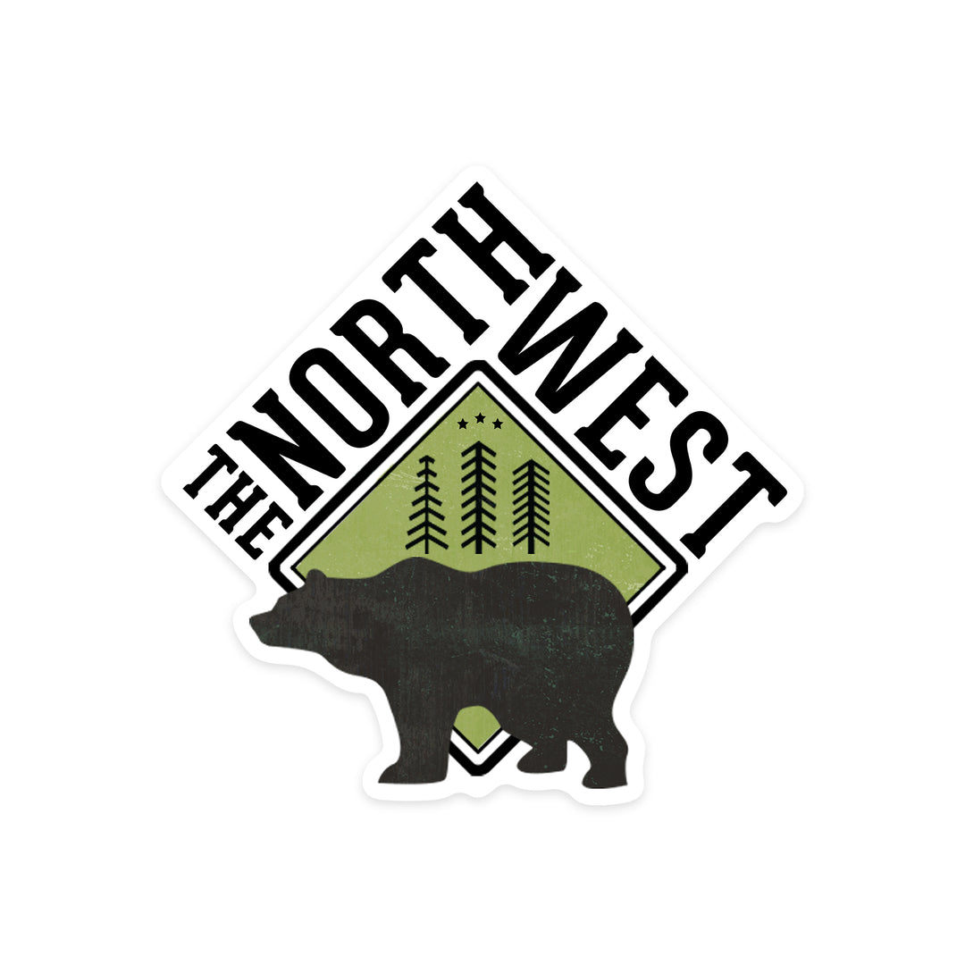 The Northwest, Bear, Contour, Lantern Press Artwork, Vinyl Sticker