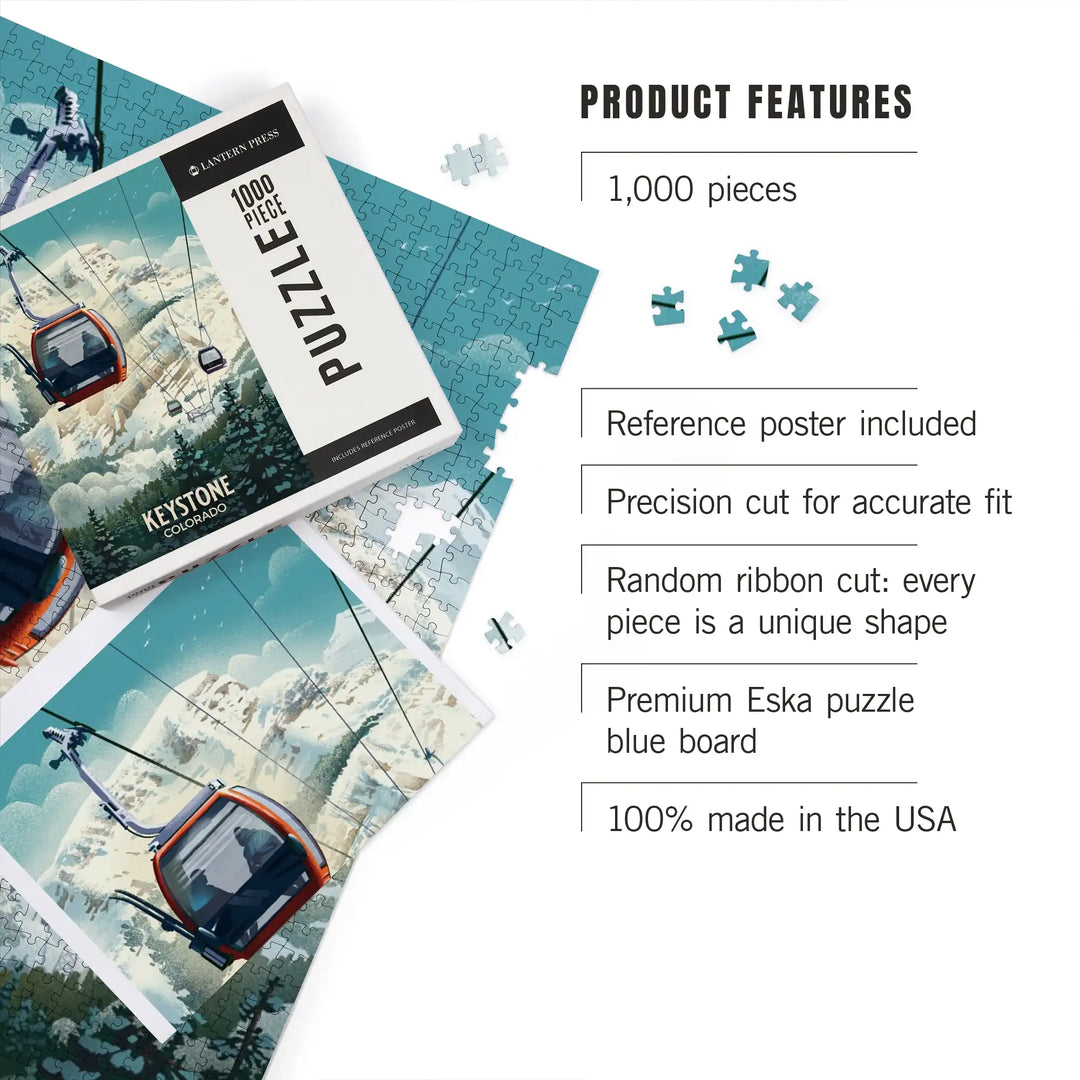 Keystone, Colorado, Lithograph, Gondola, Jigsaw Puzzle