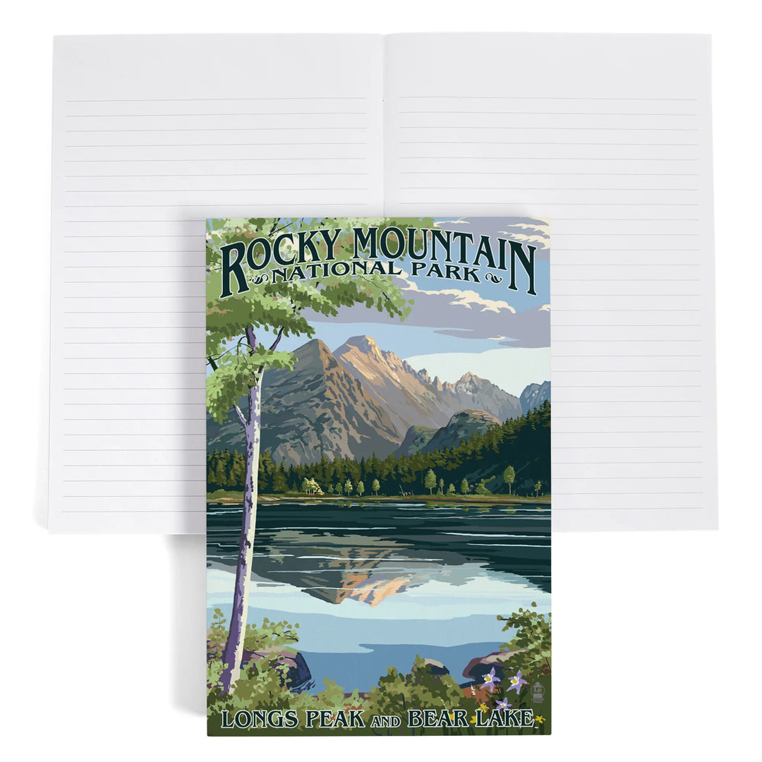 Lined 6x9 Journal, Rocky Mountain National Park, Colorado, Longs Peak and Bear Lake Summer, Lay Flat, 193 Pages, FSC paper