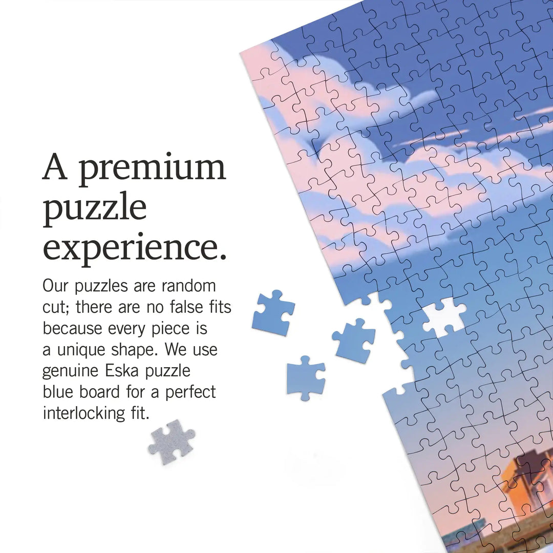 Savannah, Georgia, Lithograph, River Street, Jigsaw Puzzle