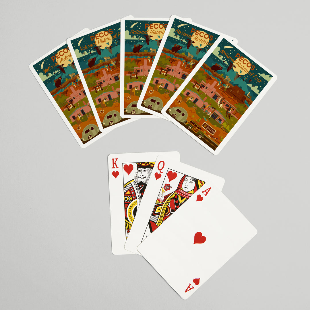 Playing Cards, Pecos National Historic Park, New Mexico, Night Scene, Geometric, 52 Card Deck with Jokers in Box, Unique Art