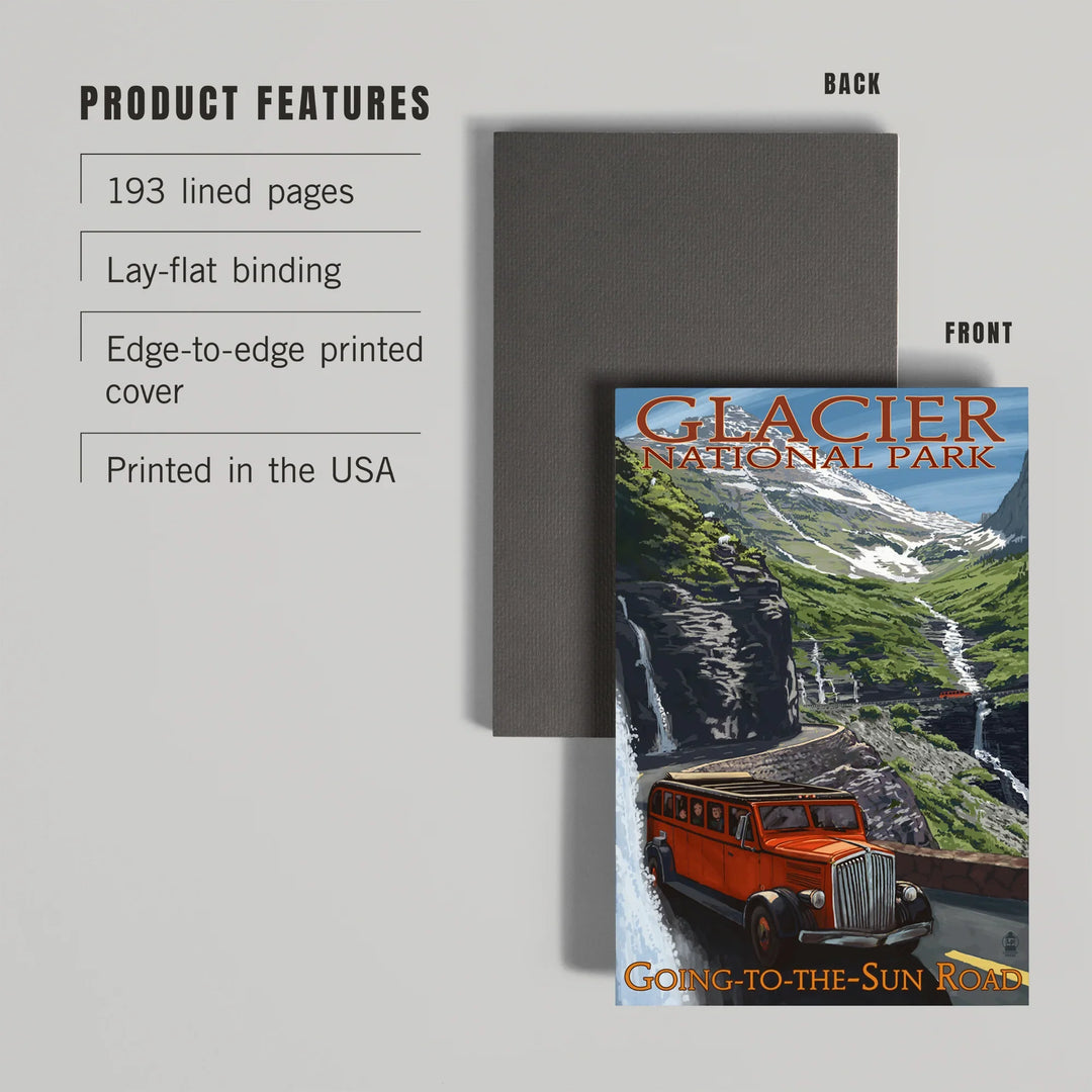 Lined 6x9 Journal, Glacier National Park, Montana, Going-To-The-Sun Road, Lay Flat, 193 Pages, FSC paper