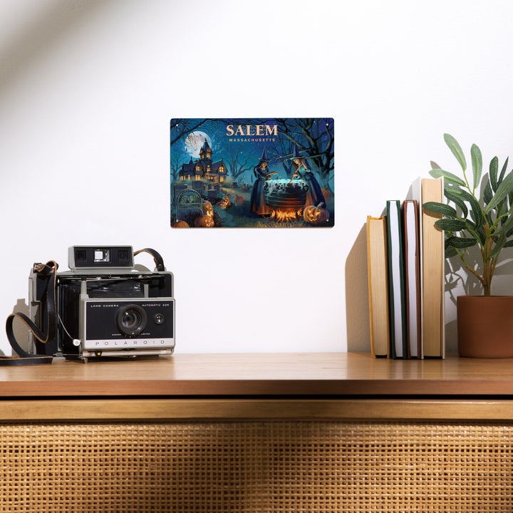 Salem, Massachusetts, Lithograph, Cemetery, 12x18 Metal Sign