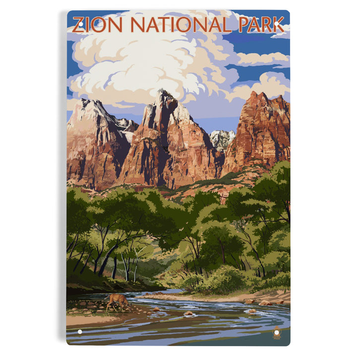 Zion National Park, Utah, Virgin River and Peaks, Metal Signs