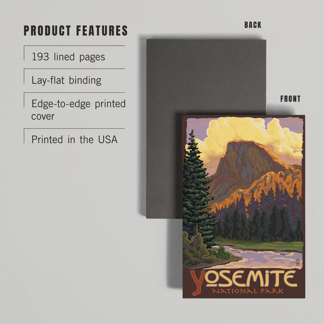 Lined 6x9 Journal, Yosemite National Park, California, Half Dome, Lay Flat, 193 Pages, FSC paper