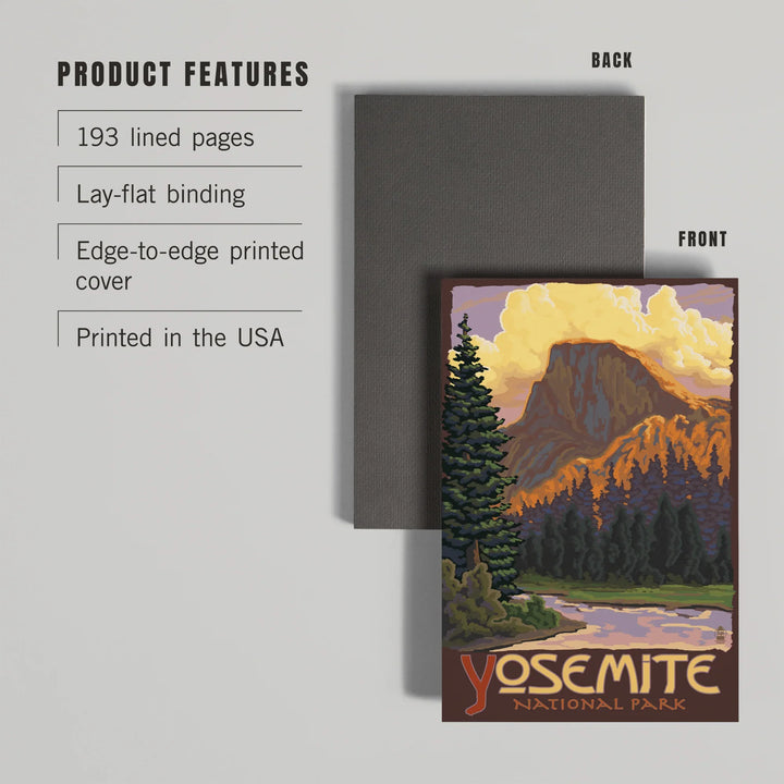 Lined 6x9 Journal, Yosemite National Park, California, Half Dome, Lay Flat, 193 Pages, FSC paper