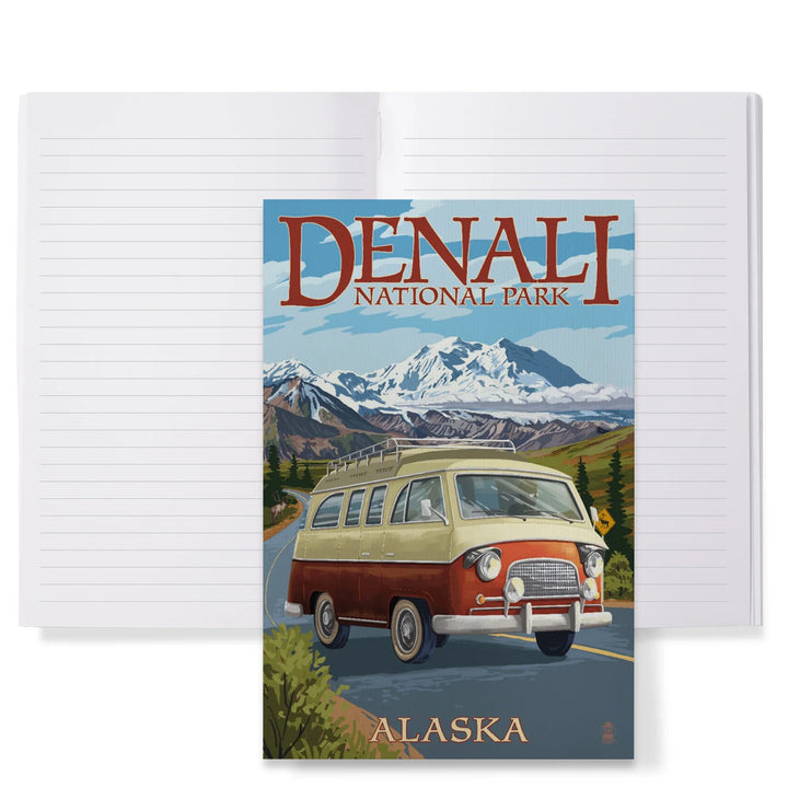 Lined 6x9 Journal, Denali National Park, Alaska, Camper Van, Lay Flat, 193 Pages, FSC paper