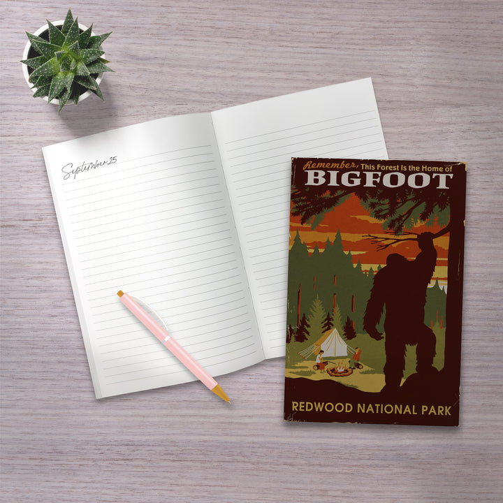 Lined 6x9 Journal, Redwood National Park, Home of Bigfoot, Lay Flat, 193 Pages, FSC paper