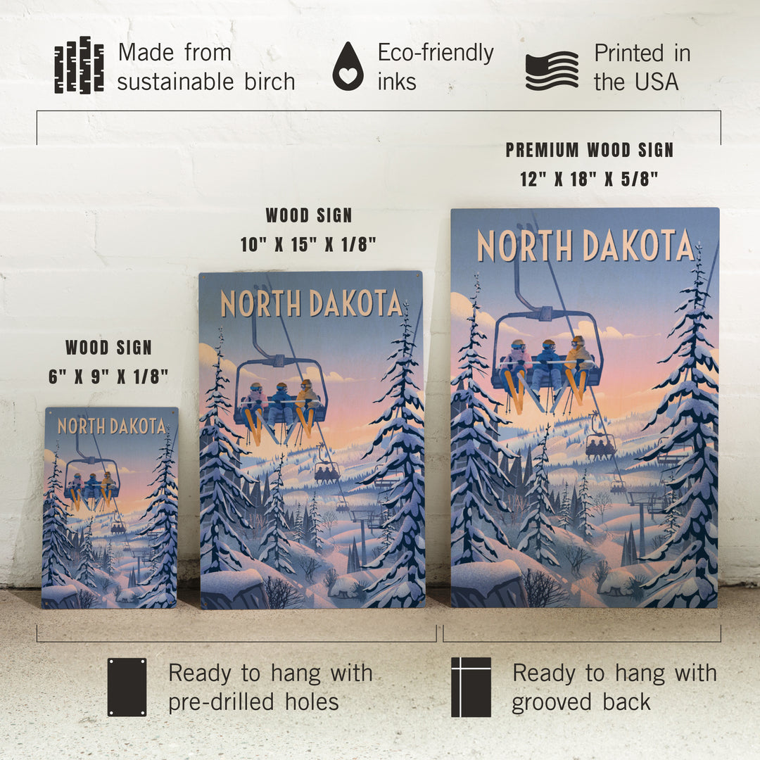 North Dakota, Chill on the Uphill, Ski Lift, Wood Signs and Postcards