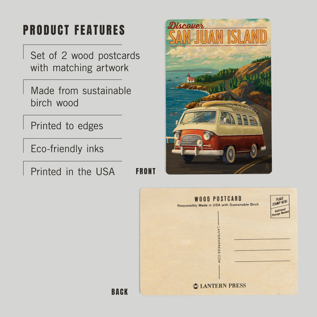 San Juan Island, Washington, Painterly, LP Camper, Wood Sign and Postcards