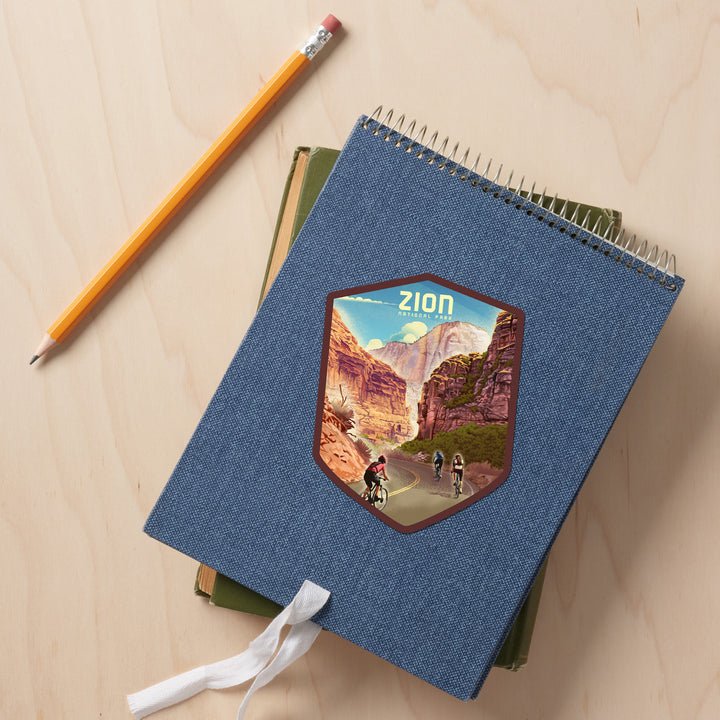 East Zion Bike Trail, Zion National Park Cycling Artwork, Vinyl Sticker