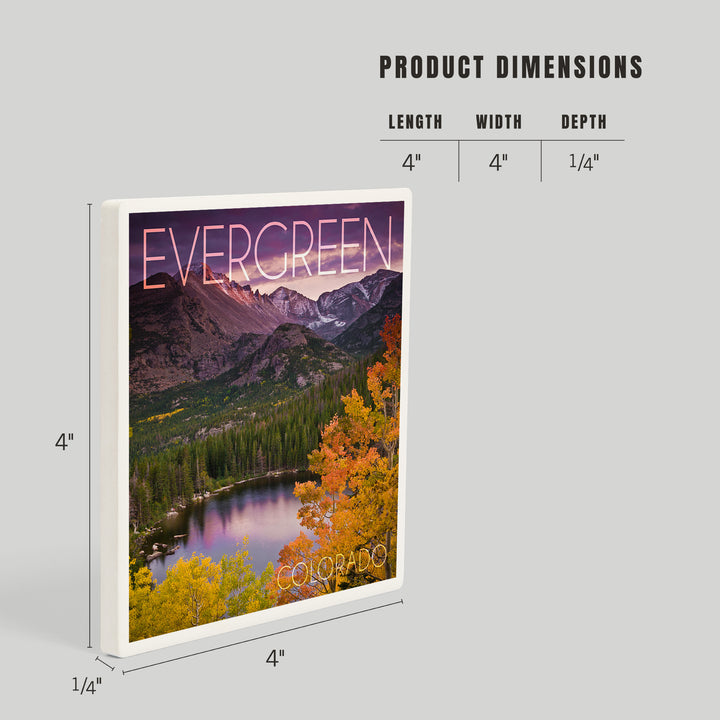Evergreen, Colorado, Rocky Mountain National Park, Purple Sunset and Lake, Photography, Coasters
