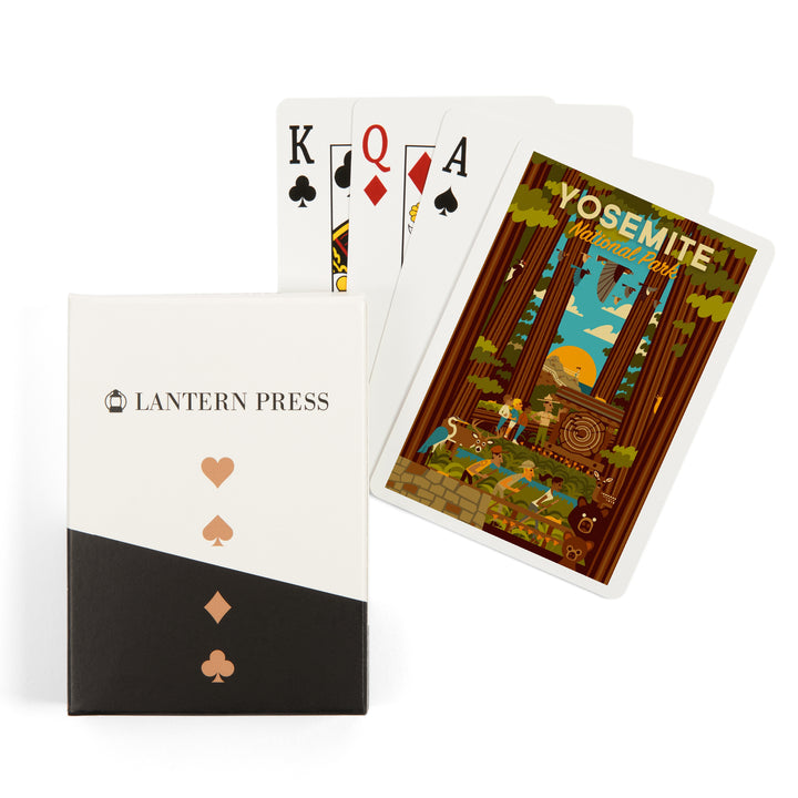 Playing Cards, Yosemite National Park, California, Forest, Geometric, 52 Card Deck with Jokers in Box, Unique Art