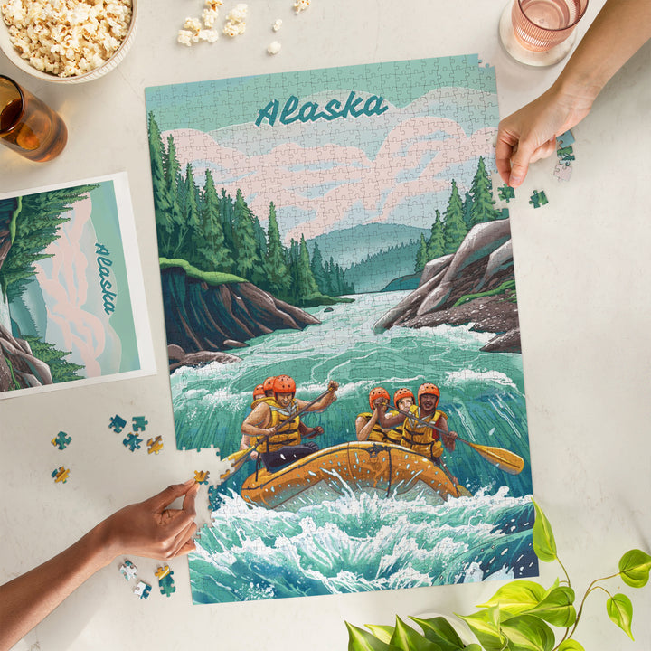 Alaska, Seek Adventure, River Rafting, Evergreens, Jigsaw Puzzle