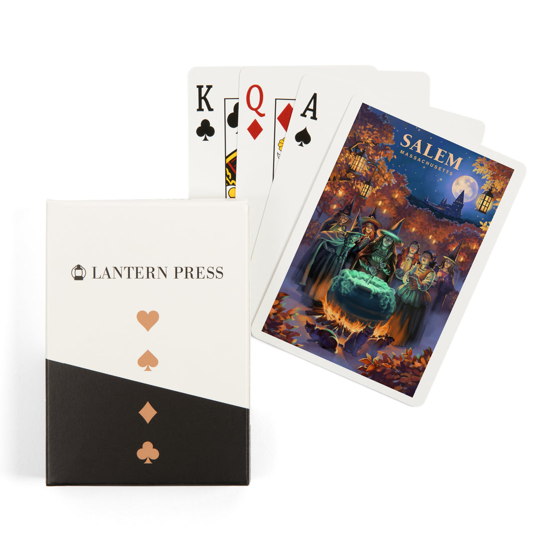 Playing Cards, Salem, Massachusetts, Oil Painting, Witch's, 52 Card Deck with Jokers in Box, Unique Art