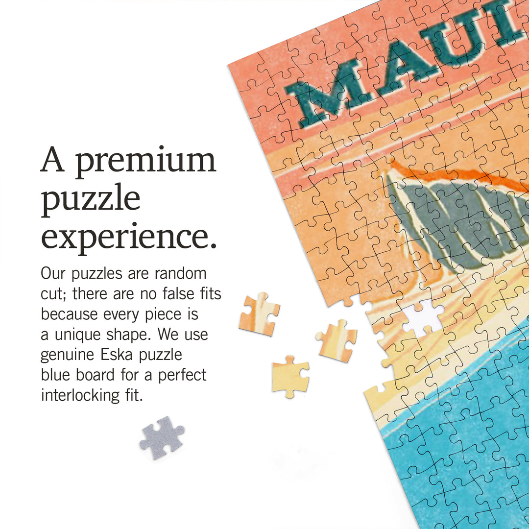 Maui, Hawaii, Vintage Press, Humpback Whale, 1000 Piece Jigsaw Puzzle