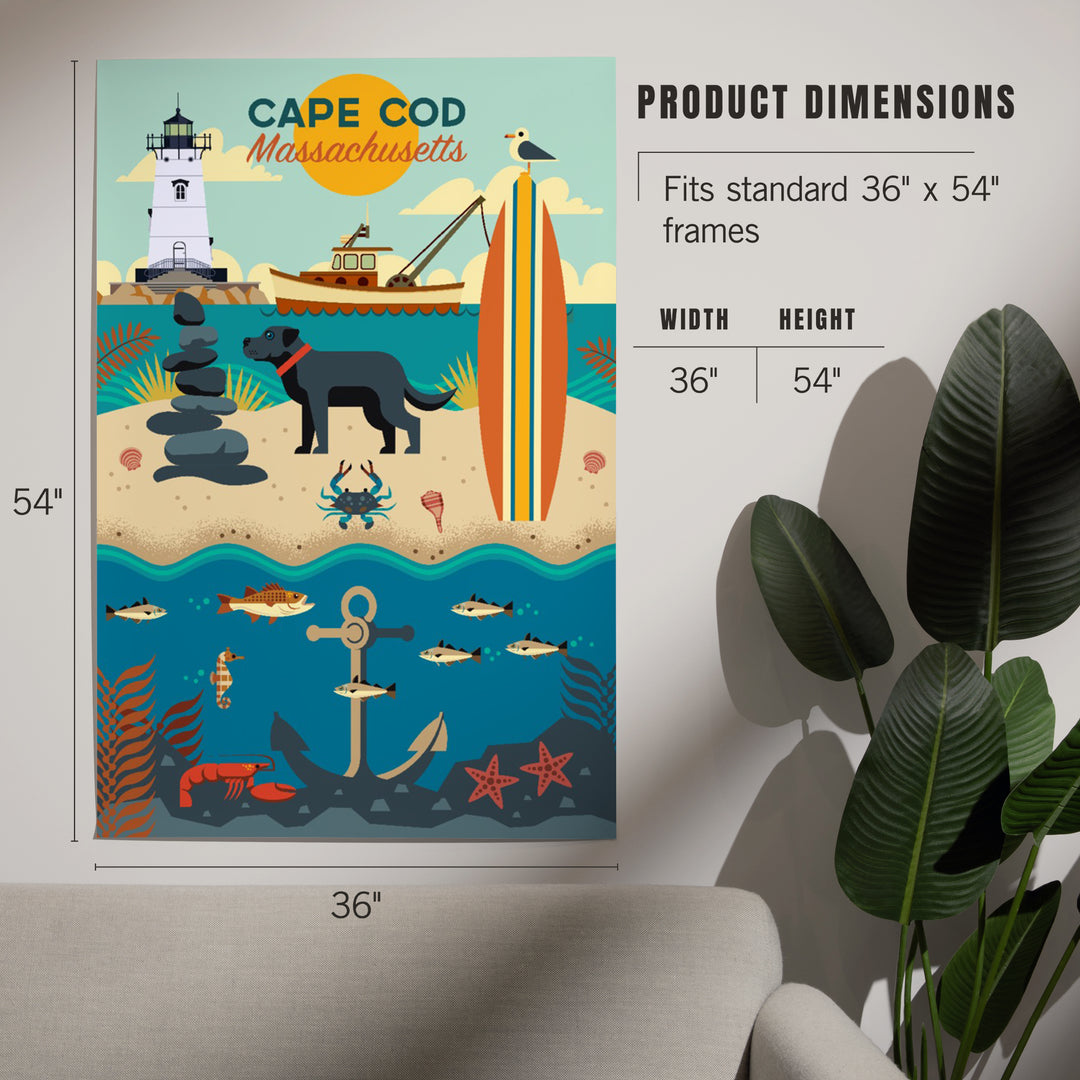Cape Cod, Massachusetts, Geometric, Beach and Lighthouse, Art & Giclee Prints