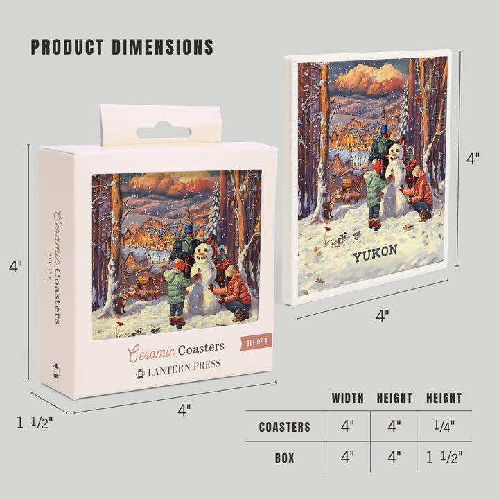 Yukon, Merry and Bright, Vintage Snowman, Coasters