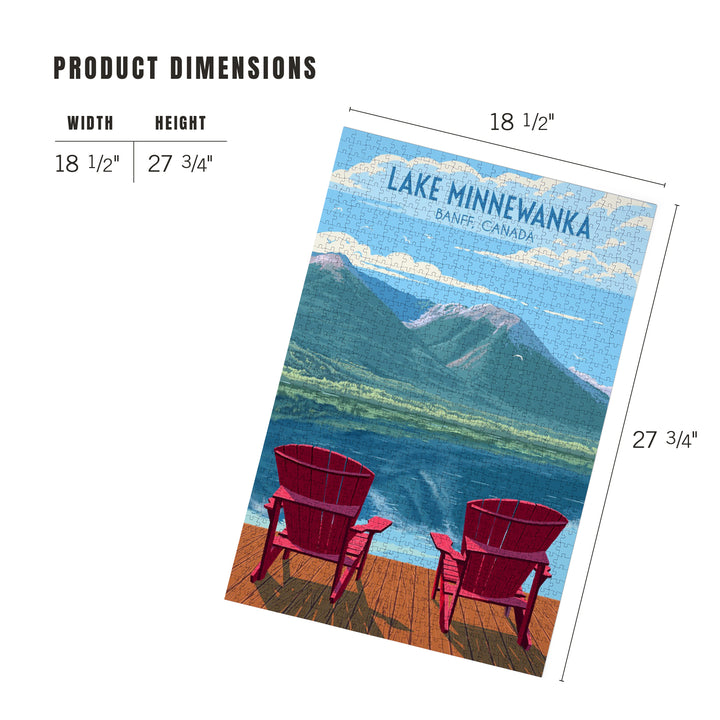 Lake Minnewanka with Adirondack Chairs, Banff Canada, Painterly, Jigsaw Puzzle