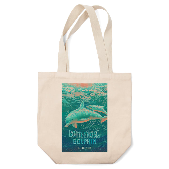 California, Fluid Linework, Bottlenose Dolphin, Tote Bag