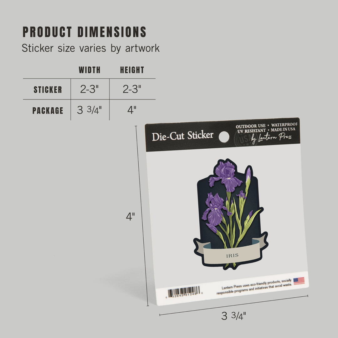 Vintage Flora Noir, Iris, Vinyl Sticker