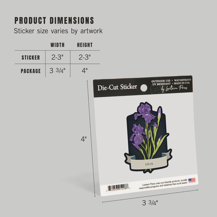 Vintage Flora Noir, Iris, Vinyl Sticker