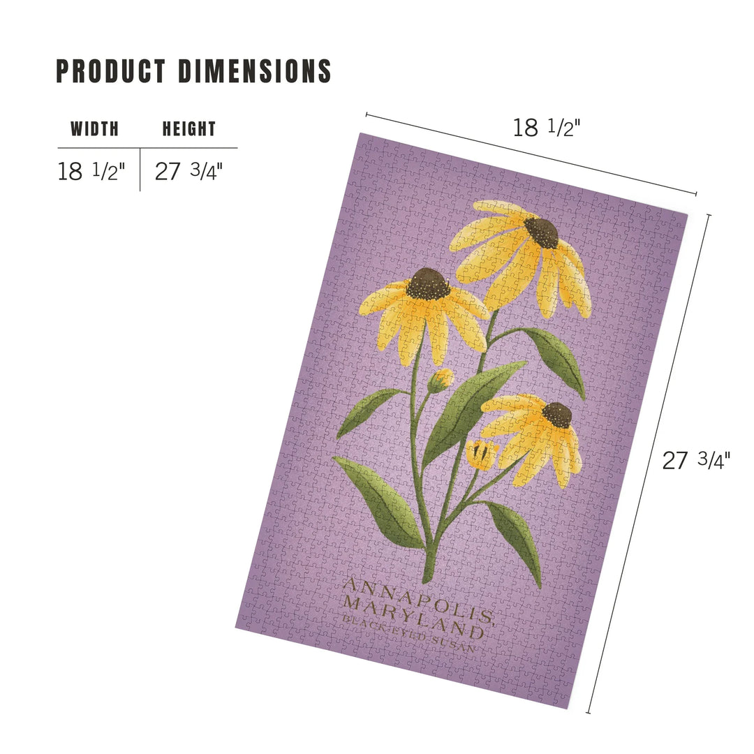 Annapolis, Maryland, Black Eyed Susan, Vintage Flora, State Series, 1000 Piece Jigsaw Puzzle