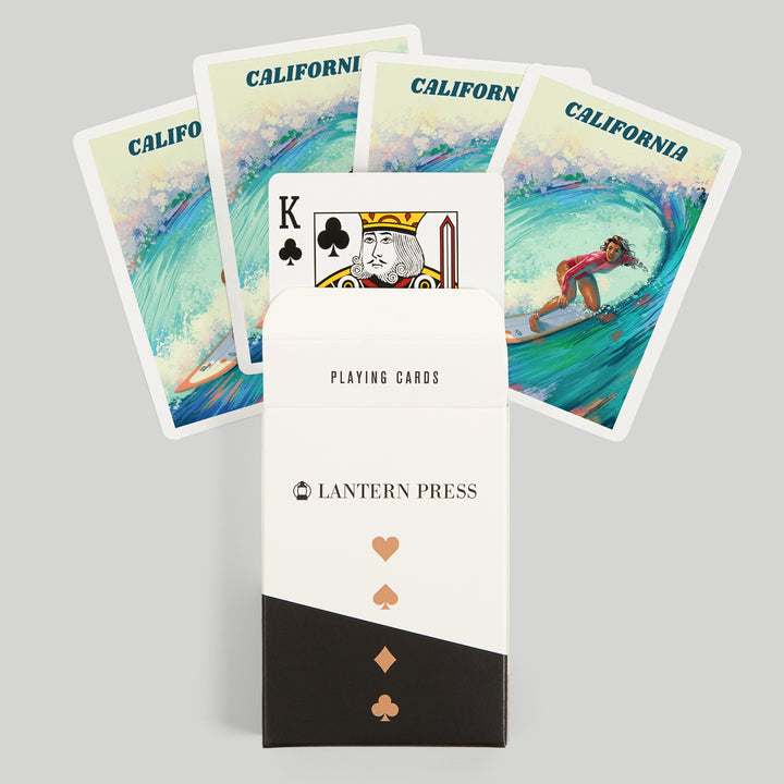 Playing Cards, California, Vitamin Sea, Coastal Series, Surfer Girl, 52 Card Deck with Jokers in Box, Unique Art
