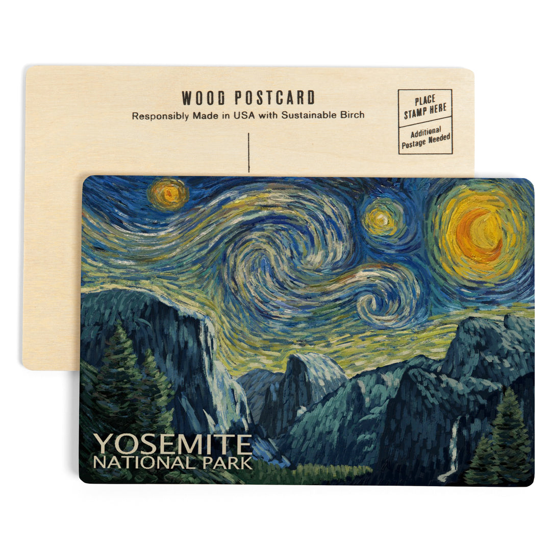 Yosemite National Park, California, Starry Night, Wood Sign and Postcards