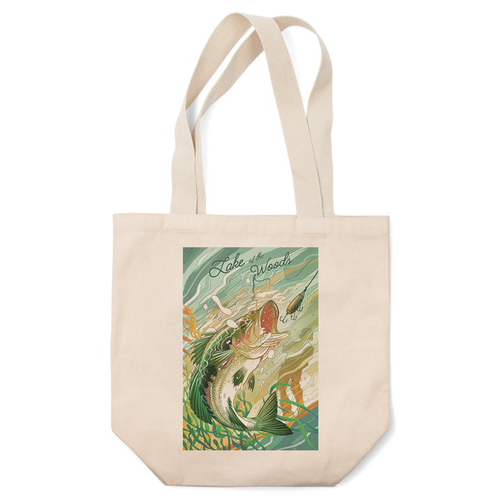 Lake of the Woods, Minnesota, Fish All Day, Bass, Tote Bag - Lantern Press