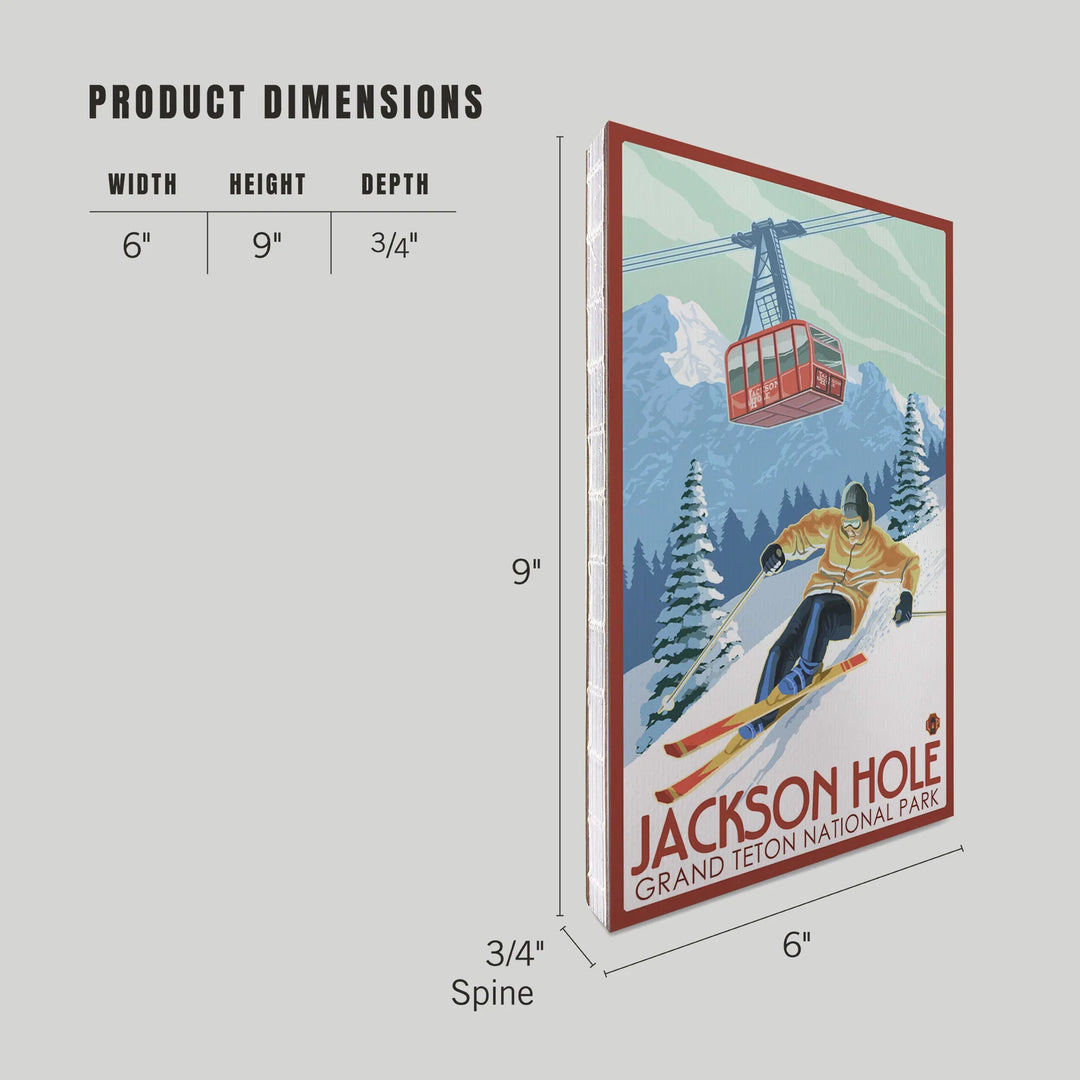 Lined 6x9 Journal, Jackson Hole, Wyoming, Grand Teton National Park, Skiing, Lay Flat, 193 Pages, FSC paper