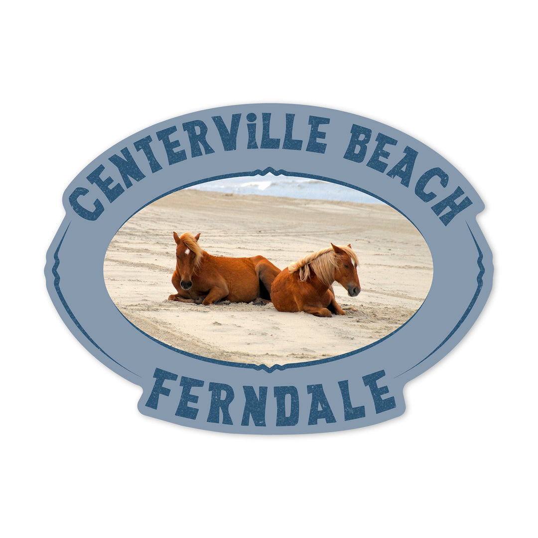 Ferndale, California, Centerville Beach, Wild Horses on Beach, Contour, Vinyl Sticker
