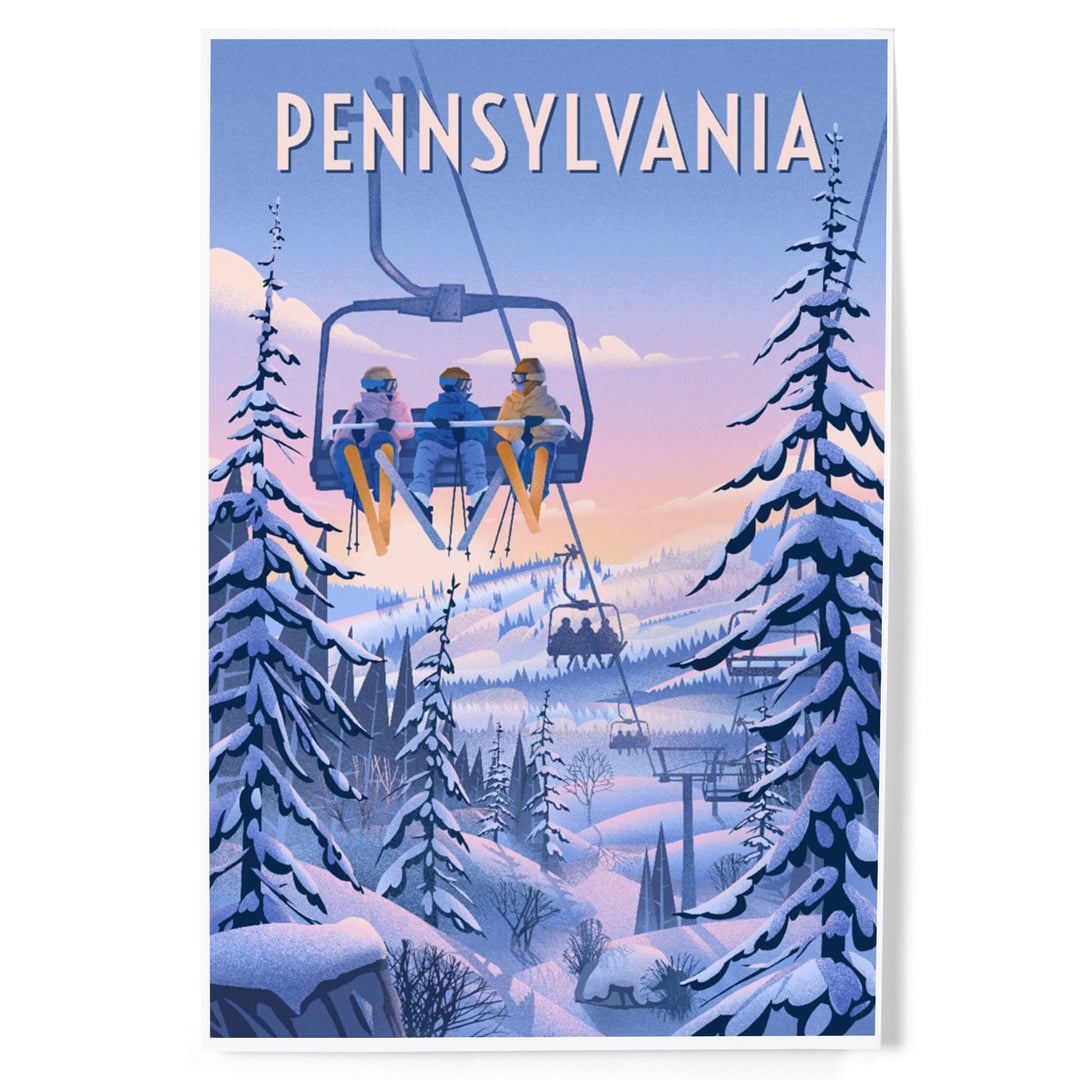 Pennsylvania, Chill on the Uphill, Ski Lift art prints, metal signs