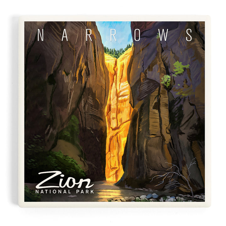 Zion National Park, Utah, Narrows, Oil Painting, Coasters
