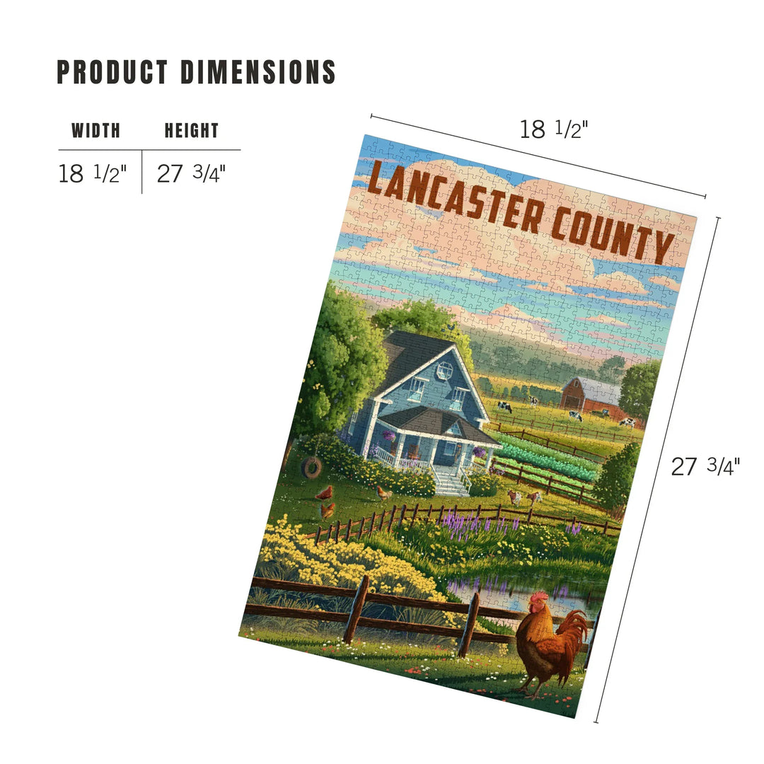 Lancaster County, Pennsylvania, Lithograph, Farm Life, 1000 Piece Jigsaw Puzzle