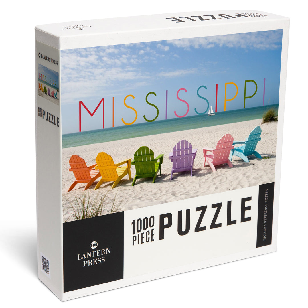 Mississippi, Colorful Beach Chairs, 1000 Piece Jigsaw Puzzle