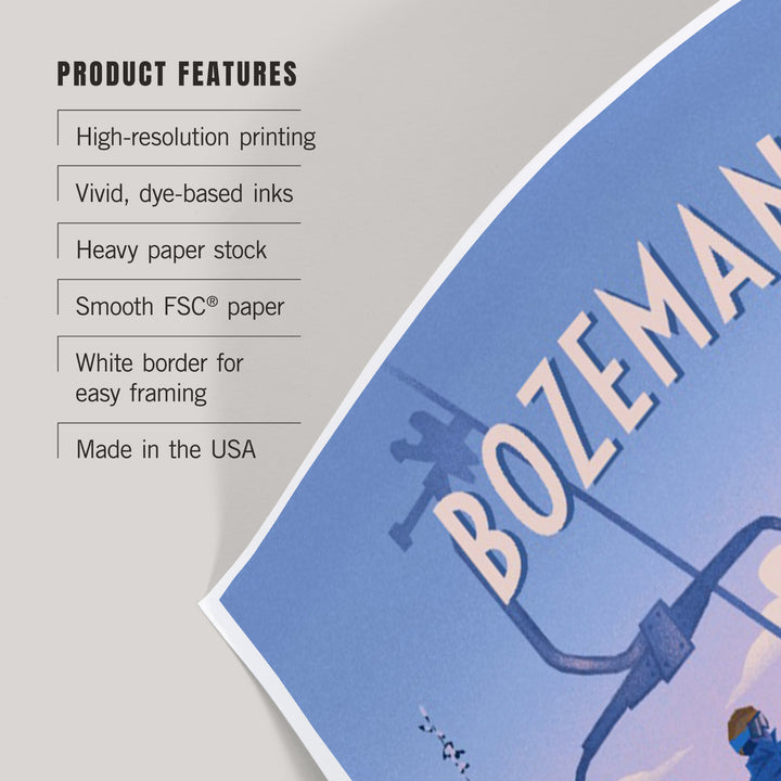 Bozeman, Montana, Chill on the Uphill, Ski Lift, Art & Giclee Prints