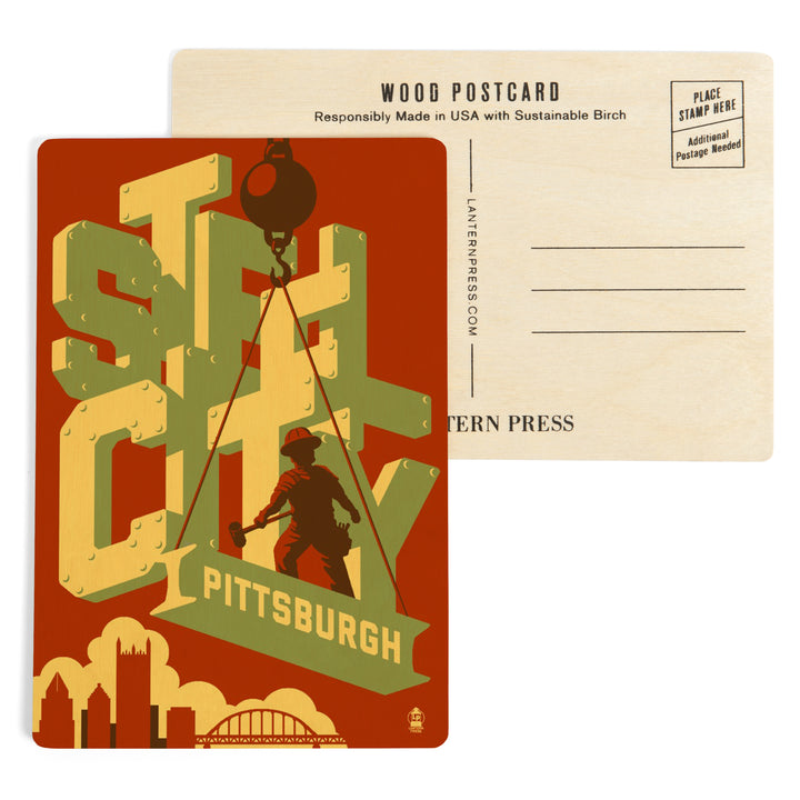 Pittsburgh, Pennsylvania, Steel City, Wood Sign and Postcards