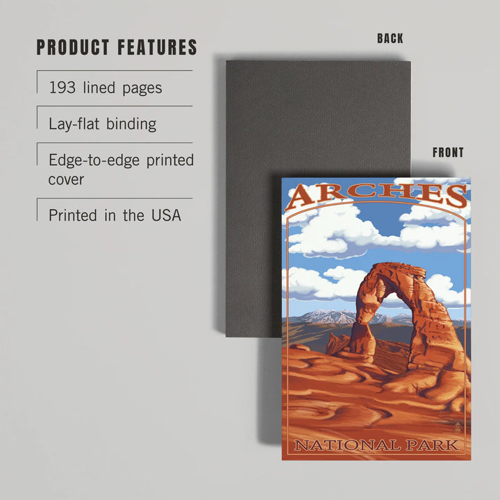 Lined 6x9 Journal, Arches National Park, Utah, Delicate Arch, Day Scene, Lay Flat, 193 Pages, FSC paper