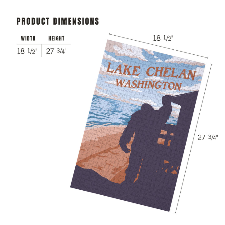 Lake Chelan, Washington, Bigfoot WPA Style, Jigsaw Puzzle