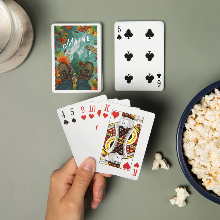 Playing Cards, Maine, Embrace the Elements Hiking, Fall Colors, 52 Card Deck with Jokers in Box, Unique Art