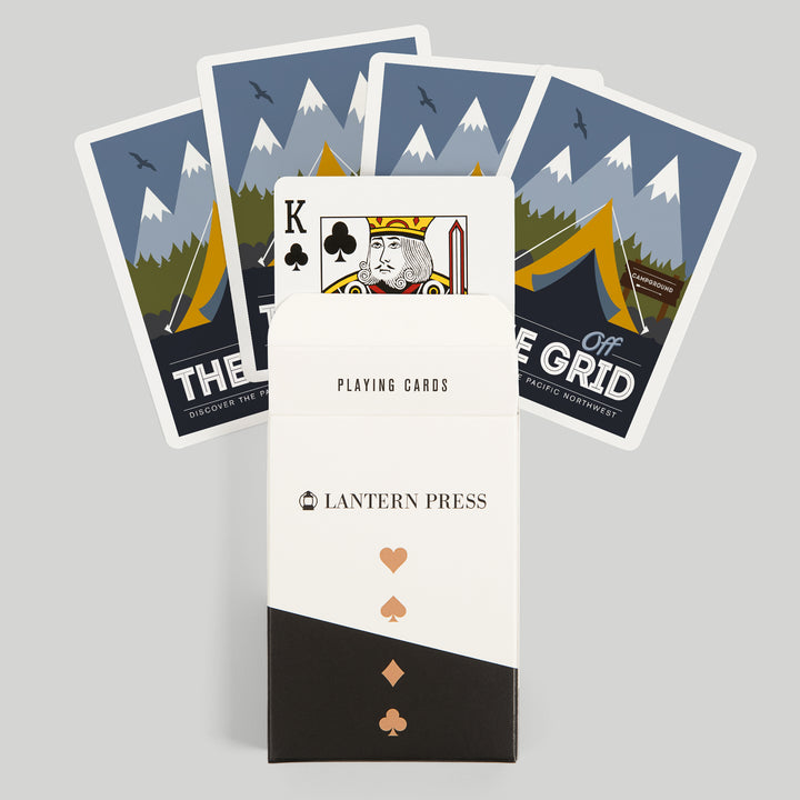 Playing Cards, Discover the Pacific Northwest, Off the Grid, Tent, 52 Card Deck with Jokers in Box, Unique Art